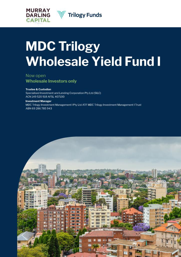Wholesale investment fund brochure - mockup of cover page with image of Sydney cityscape